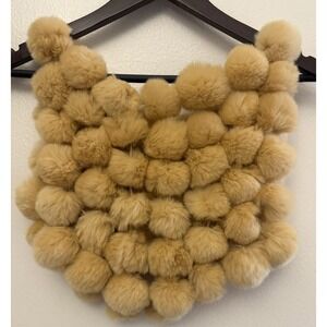 Adrienne Landau Rabbit Genuine Fur Pom Pom Infinity Scarf Beige Women's One Size